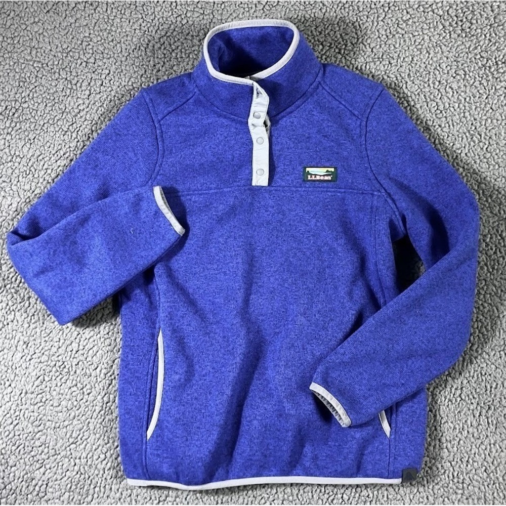 LL Bean Womens Sweater Fleece Pullover Indigo Small Petite - Picture 2 of 14